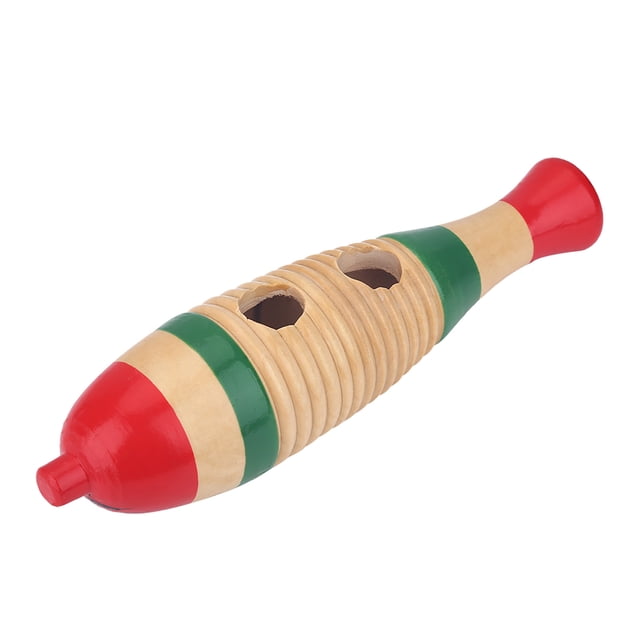 Colorful Wooden Guiro Percussion Musical Instrument for Kids, Safe to Touch, Develop Music Talent, Pleasant Sound, Easy to Play, Gift with Stick for Children
