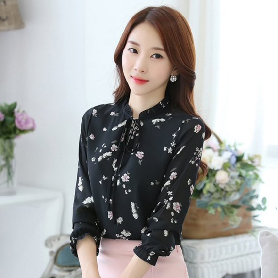 Women Tops for Work OL Blouses Chiffon T-Shirt Fall Long Sleeve Tee Girl Shirt