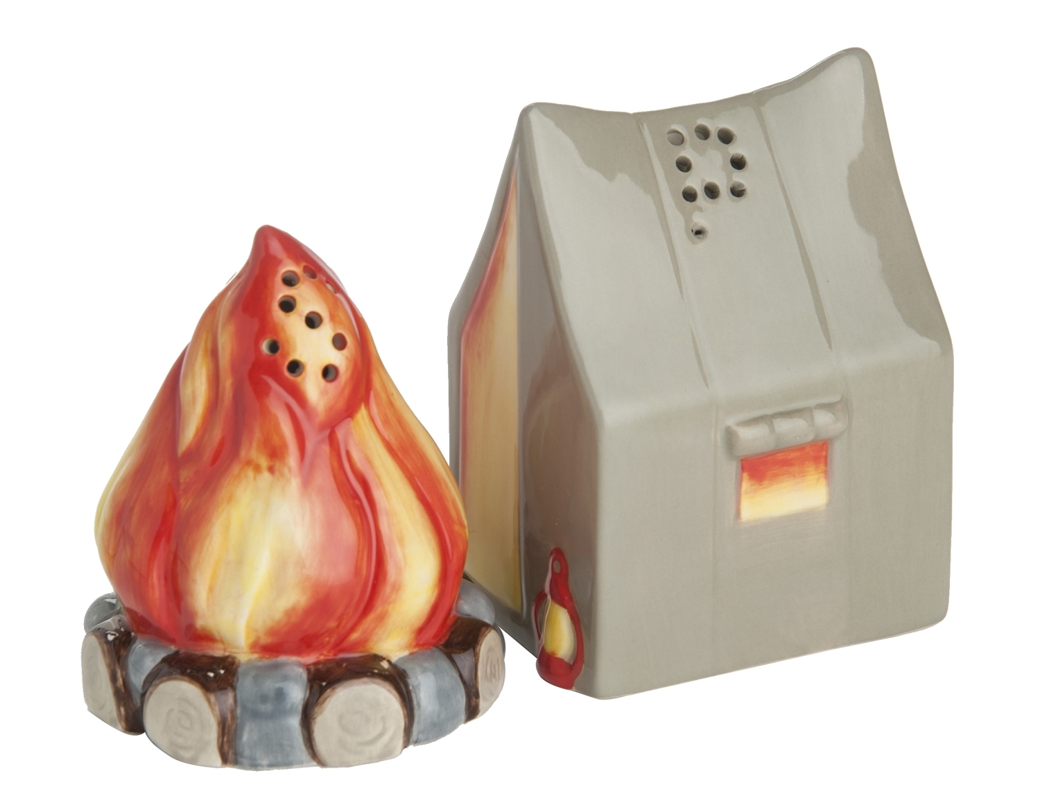 Camping Tent and Campfire Salt and Pepper Shaker Set Ceramic Walmart