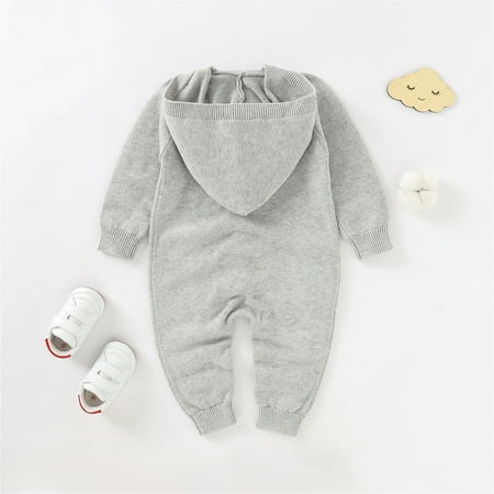 

eczipvz Baby Boy Clothes Cotton Boys Sweater Outfits Jumpsuit Hooded Knitted Romper Baby Girls Boys Romper&Jumpsuit 18month (Grey 3-6 Months)