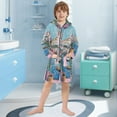 thumbnail image 5 of FORMRS Niños Bathrobe Unisex Hooded Robe Soft Plush Pajamas Sleepwear, Size 10-12T, Blue Plants Window, 5 of 7
