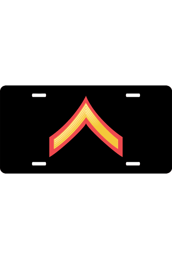 USMC E-2 Private First Class Red Gold Chevron License Plate