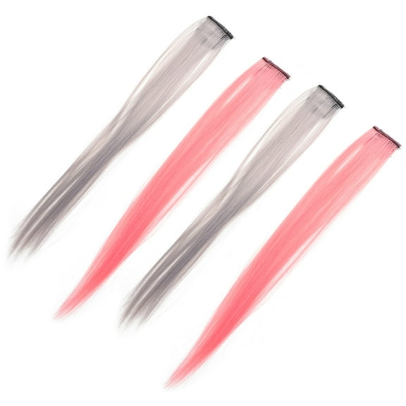 STRANDCHIC 4pcs Clip in Hair Extensions Pink Color Retention Women Hair Extension Clips Festivals