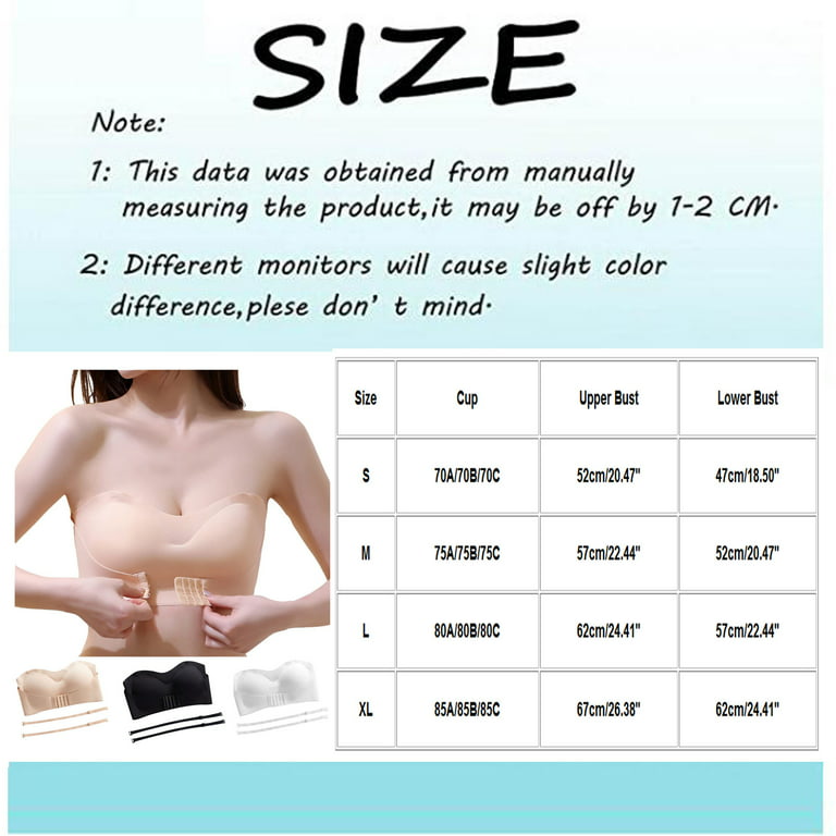 Qcmgmg Strapless Bras Tube Top Front Closure Bandeaus Womens Bras No Wire  Plus Size Solid Color Padded Workout Bras Comfy