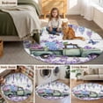 thumbnail image 6 of Purple Flowers Round Area Rugs Collection 3.3', Weeping Spring Floral Truck Butterfly Wooden Non Slip Indoor Circular Throw Runner Rug Floor Mat Carpet for Living Room Dining Table Bedroom Nursery, 6 of 9
