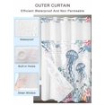 thumbnail image 4 of No Hook Shower Curtain with Snap-in Liner, Coastal Jellyfish Waterproof Fabric Bathroom Curtains, Summer Beach Nautical Ocean Coral Seahorse Bath Curtains & Mesh Top Window Stand Up Stall 36"x72", 4 of 9