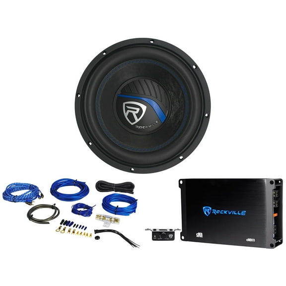 Rockville K5 W10K5S2 10" 1200w 2 Ohm Car Audio Subwoofer Mono Amplifier Amp Kit
