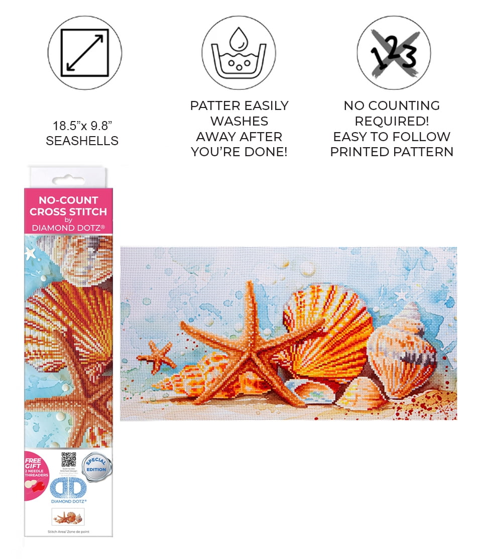 DIAMOND DOTZ® Seashells Special Edition No-Count Cross Stitch Kit