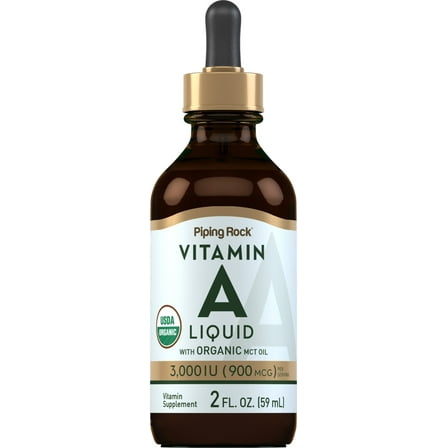 Vitamin A Liquid | 2 fl oz | Non-GMO, Gluten Free Supplement for Men and Women | by Piping Rock