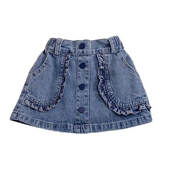 Kids Girls Spring Summer Denim Skirt Toddler Versatile Short A-Line Skirt