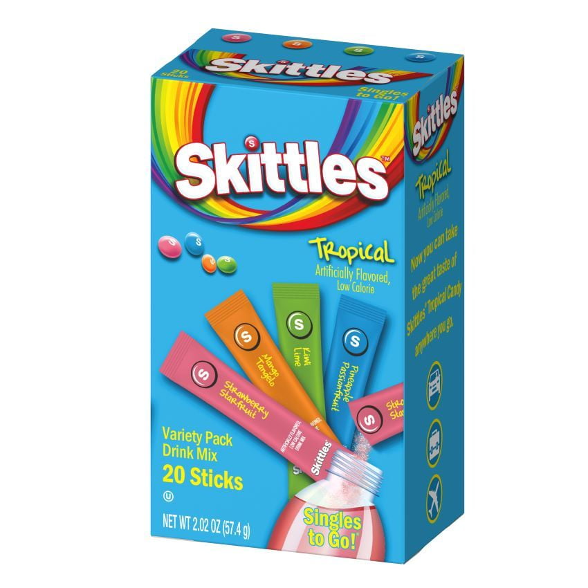 CGT Skittles Tropical Variety Pack Drink Mix Singles To Go Low Calorie