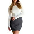 thumbnail image 2 of Clearance! Hontri Skirts for Women Women's 1 Skirts Basic Versatile Stretchy Ribbed Casual High Waist Mini Skirt Skirts for Women Grey,S, 2 of 9