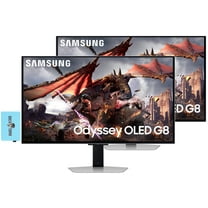 SAMSUNG Odyssey OLED G8 G80SD Monitor LS32DG802SNXZA Bundle with Docztorm Dock, 32" UHD 4K (3840x2160) Display, VESA Mount (100x100mm), Ideal for Home & Business, Silver (2024 Latest Model) (2 Pack)