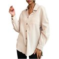 thumbnail image 1 of Camiseta con estampado de blusas con botones y cuello vuelto de manga larga a la moda informal para mujer Pompotops  FGAJ20986, 1 of 7