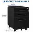 thumbnail image 2 of GarveeHome 3 Drawer Rolling File Cabinet with Lock, Carbon Steel Storage Cabinet for A4, Letter, Legal File Folders, Mobile Filing Cabinet for Home Office, Under Desk, 2 of 7
