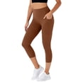 thumbnail image 6 of Lumtrix High Waisted Capri Leggings for Women Tummy Control Soft Yoga Pants Gym Workout Running Leggings with Pockets Brown S, 6 of 6