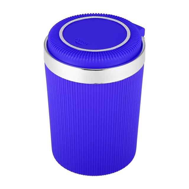 Unique Bargains Car Accessories Universal Portable Trash Can Ashtray Cigarette Container w/ Blue LED Light Indicator Windproof Blue
