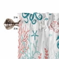 thumbnail image 5 of Living Room Curtains 72 Inches length, Coastal Turtle Window Treatment Curtain Drapes, Teal Green Ocean Coral Starfish Jellyfish Light Filtering Drapes for Bedroom Laundry Room, 52"x72", 2 Panels, 5 of 7