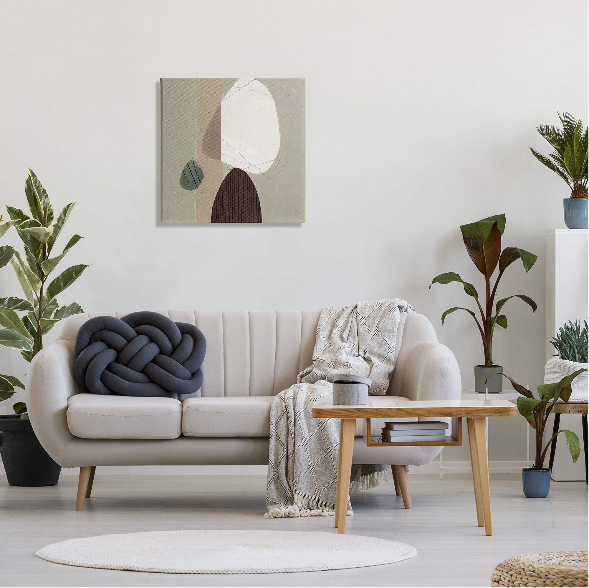 Stupell Industries Neutral Tone Soft Shapes Abstract Painting Gallery Wrapped Canvas Art Print Wall Art, 24 x 24