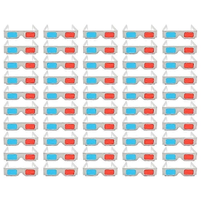 50 Pcs Cardboard Sheets 3d Glasses Tv 3D Glasses Cardboard Anaglyph 3d Movie Game Eyeglasses Movie Glasses