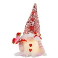 thumbnail image 2 of Valentine's Day Tabletop Gnomes Light Up Toy Holiday Scandinavian Handmade Battery Operated Decor Sequined Plush Figurine Pink, 2 of 6