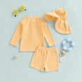 thumbnail image 5 of Rggeeun Child Boys Swimsuit Set 3Pc Cute Striped Pattern Long Sleeve Crew Neck Front Zipper Top & Elastic Waist Swim Trunks with Hat for Summer Beach Surf Casual Beachwear,Orange,12-18 Months, 5 of 8