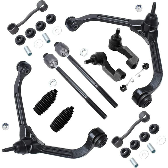Detroit Axle - 10pc Suspension Kit for 2002-2005 Jeep Liberty 2003 2004, 2 Upper Control Arms w/Ball Joints Set, 4 Inner & Outer Tie Rods, 2 Sway Bars, 2 Boots, Replacement