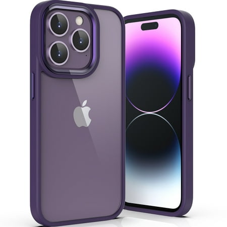 ULAK iPhone 14 Pro Max Case, Slim Shockproof Bumper Phone Case for Apple iPhone 14 Pro Max 6.7 inch for Women Girls Boys Men, Dark Purple Clear