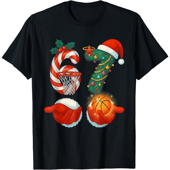 67 Christmas 6 7 Meme Basketball Pajamas Gen Alpha Slang T-Shirt TShirt