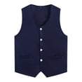 thumbnail image 2 of LiiYii Kid Girls Boys Vest Volunteer Activity Waistcoat Solid Color Irregular Hem Volunteers Navy Blue XL/13, 2 of 5