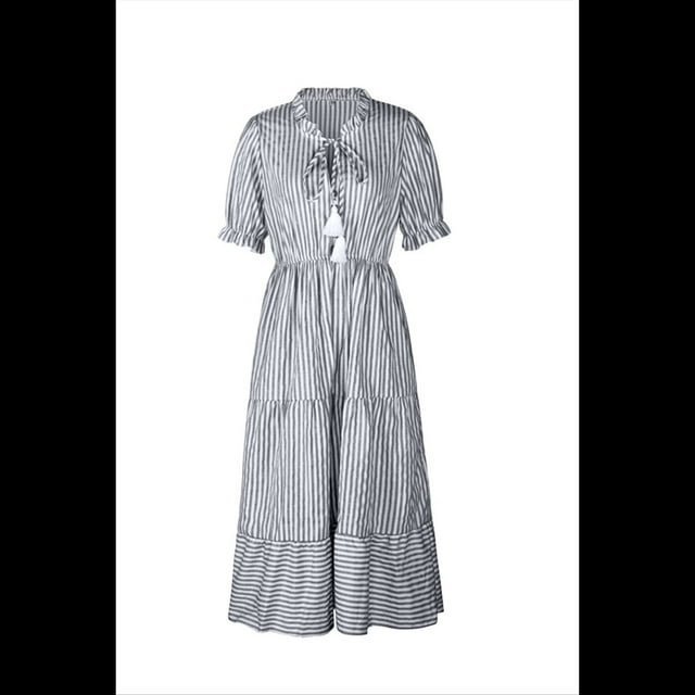 Vestido de Rayas Gris L