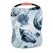 ECZJNT nautical style seashells Nursing Cover Baby Breastfeeding Infant Feeding Cover Baby Car Seat Cover