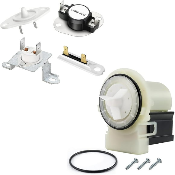 280187 Drain Pump Motor Askoll Fit for Whirlpool Duet Maytag Kenmore Kitchen-Aid Washer -279973 & 3392519 & 8577274 Dryer Thermal Cut-Off Fuse Kit -Fit for Whirlpool, ken-more May-tag dryers