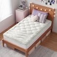 thumbnail image 2 of Bestier 3-in-1 Dual Layer Full Mattress Topper for Room Essentials, 2 inch Gel Memory Foam, 2 inch Thick Tencel Pillow Top Pad, Mattresses Cover for Bed, 6"-20" Deep Pocket, White, 2 of 9