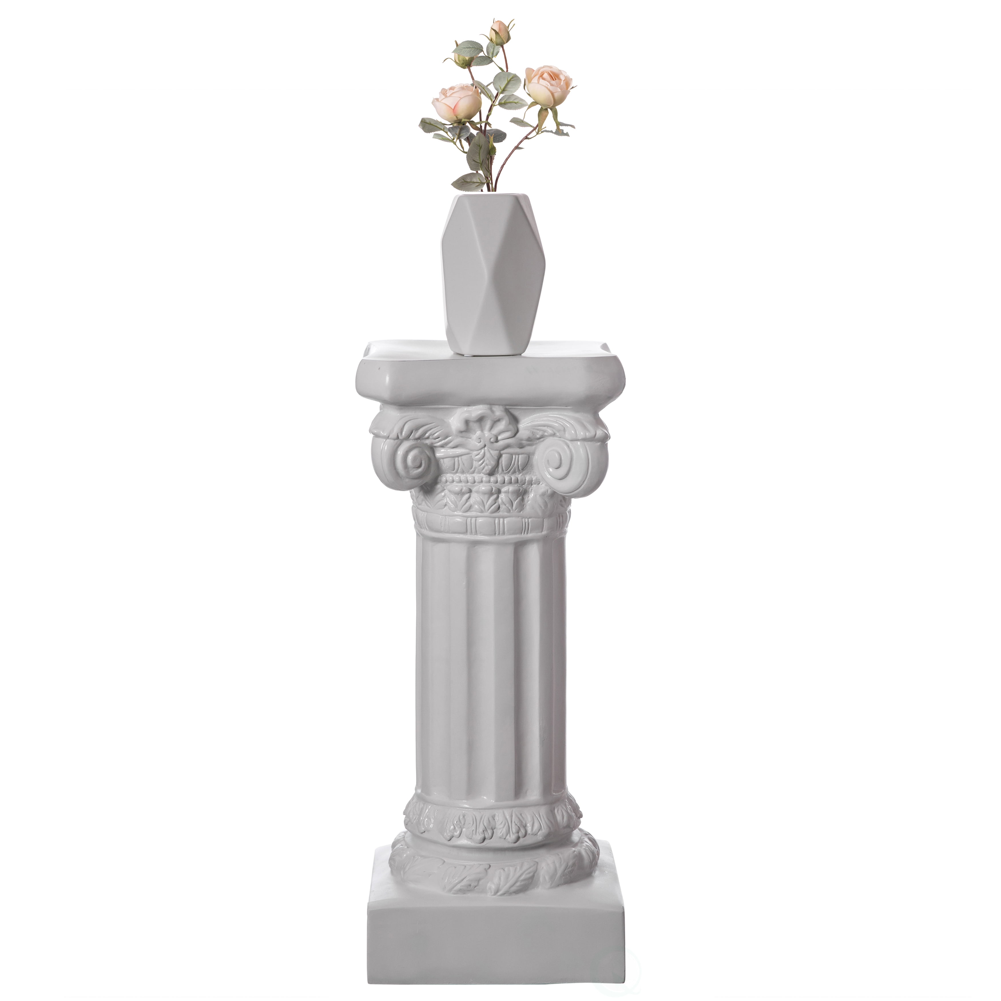 Decorative Modern Fiberglass White Plinth Roman Style Column Ionic