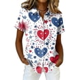thumbnail image 2 of 250th Anniversary USA Shirt for Women Short Sleeve T-Shirts 250 Years Anniversary Button Down Patriotic Flag Graphic Top, 2 of 5