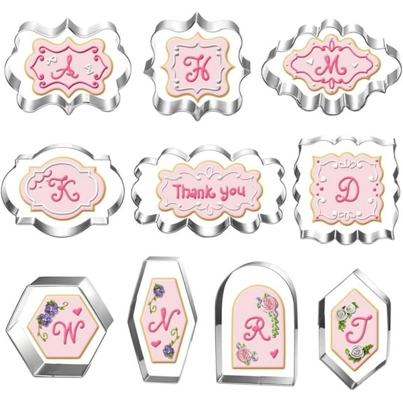 Plaque Cookie Cutter Set-10 Piece-4.0 Inch-Diswasher Safe-Frame Cookie Cutter Shape for Baking