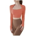 thumbnail image 1 of Yuyuzo Hauts de Sport pour Femmes, Manches Longues, Col Rond, 2 en 1, Sans Couture, Yoga, Gym, 1 of 3