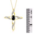 thumbnail image 4 of RYLOS Necklace Yellow Gold Plated Silver Cross Necklace Gemstone &  Diamonds Pendant 18" Chain 7X5MM Faceted Onyx October Birthstone Womens Jewelry Silver Necklace For Women, 4 of 8