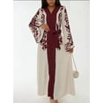 thumbnail image 5 of Embroidered Long Sleeve Maxi Dress with Belt, 5 of 7