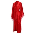 thumbnail image 5 of Lindreshi Lingerie Sets for Women Women Lace Satin Kimono Long Robe Bathrobe Lingerie Sleepwear Belt Pajamas, 5 of 9
