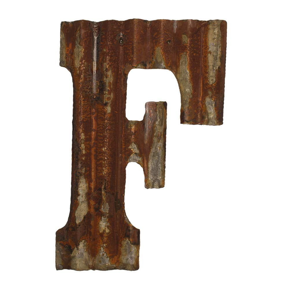 BLUE CAST IRON WALL LETTER "F" 6.5" TALL rustic vintage decor sign child nursery 