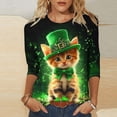 thumbnail image 1 of TaTaai St. Patrick's Day Women's Casual Print Round Neck 3/4 Sleeve T-Shirt Loose Top Gift, 1 of 5