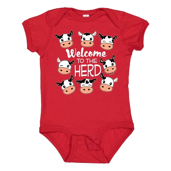 Inktastic Welcome to the Herd with Cute Black and White Holstein Cows Boys or Girls Baby Bodysuit