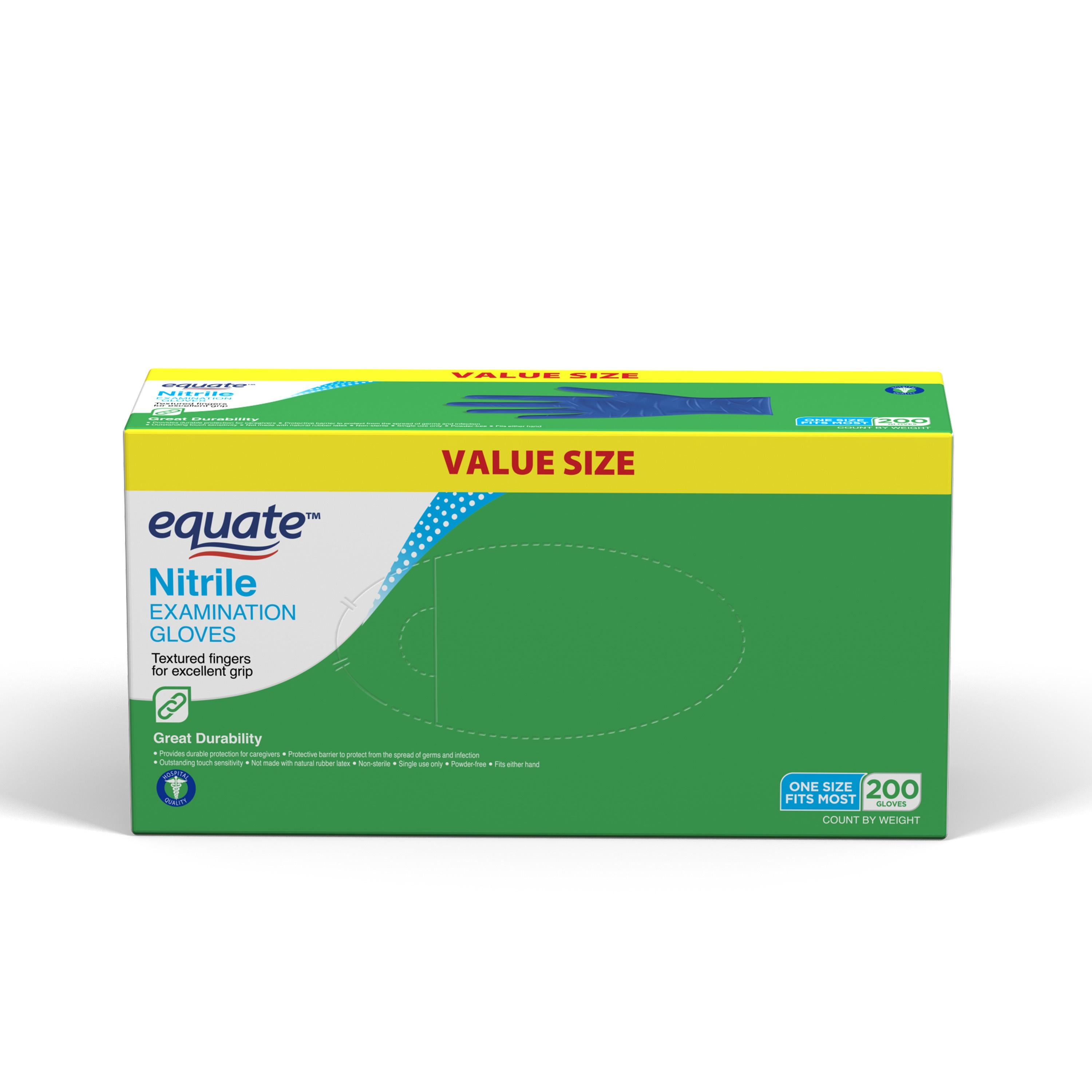 (5 pack) Equate Nitrile Examination Gloves, One Size Fits Most, 200 Count