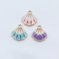 thumbnail image 2 of HOOUN 100 Pcs Multicolor Alloy Enamel Shell Charms Pendant 17X16MM Diy Making D20193-Turquoise Blue, 2 of 9