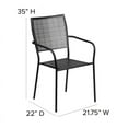 thumbnail image 4 of 2 PACK Square Back Gold Metal Outdoor Patio Stackable Dining Chair For Commercial or Residential Use, 4 of 8