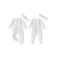 thumbnail image 2 of RUINIXCW Newborn Baby Girl Spring Fall Winter Clothes Outfit Knitted Footed Romper Long Sleeve Crew Neck Frills Zipped Footie Jumpsuit and Headband, 2 of 9