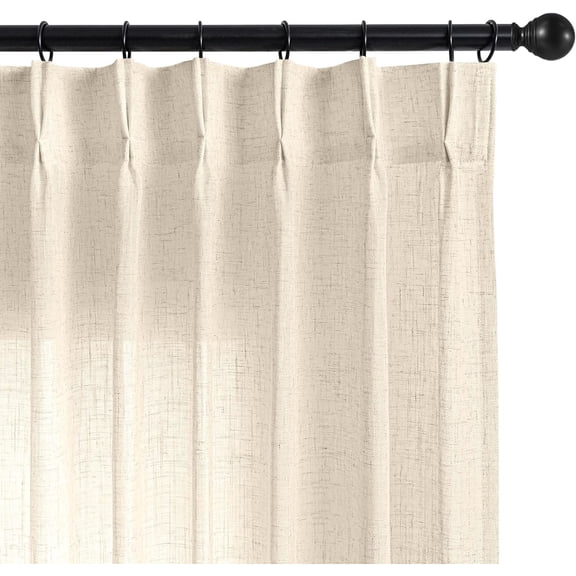 Linen Pinch Pleated Curtains 84 Inch Long 2 Panel Set for Living Room,Semi Sheer Curtain for Bedroom, Tab Light Filtering Drapes with Adjustable Hooks (40"W x84"L, Linen)