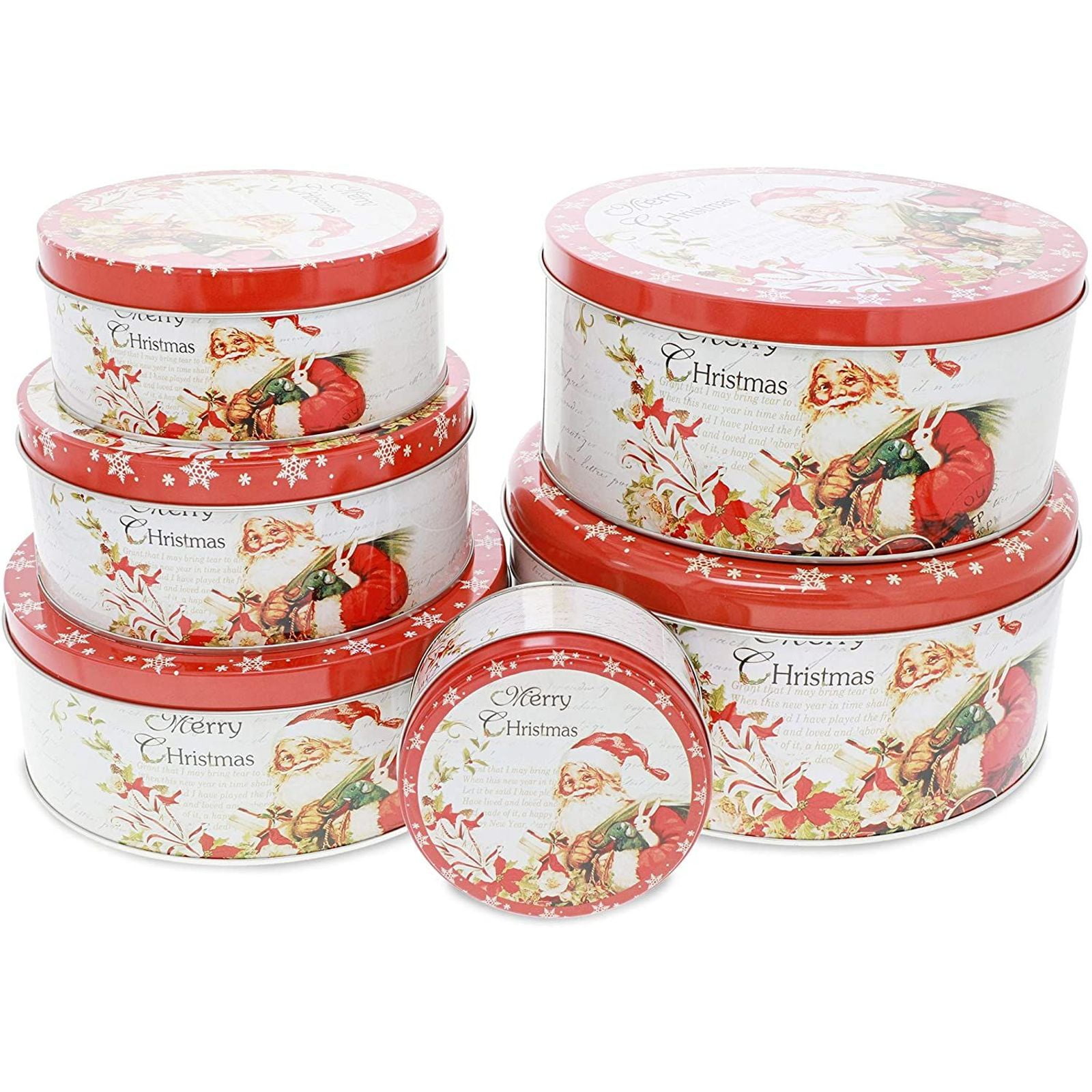 3pcs Christmas Nesting Cake Tins Round Cookie Candy Storage Containers with  Lids - Bed Bath & Beyond - 30020813
